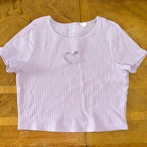 PacSun heart cut out ribbed cropped tshirt